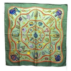 Hermes Silk Scarf Q’importe Le Flacon Green